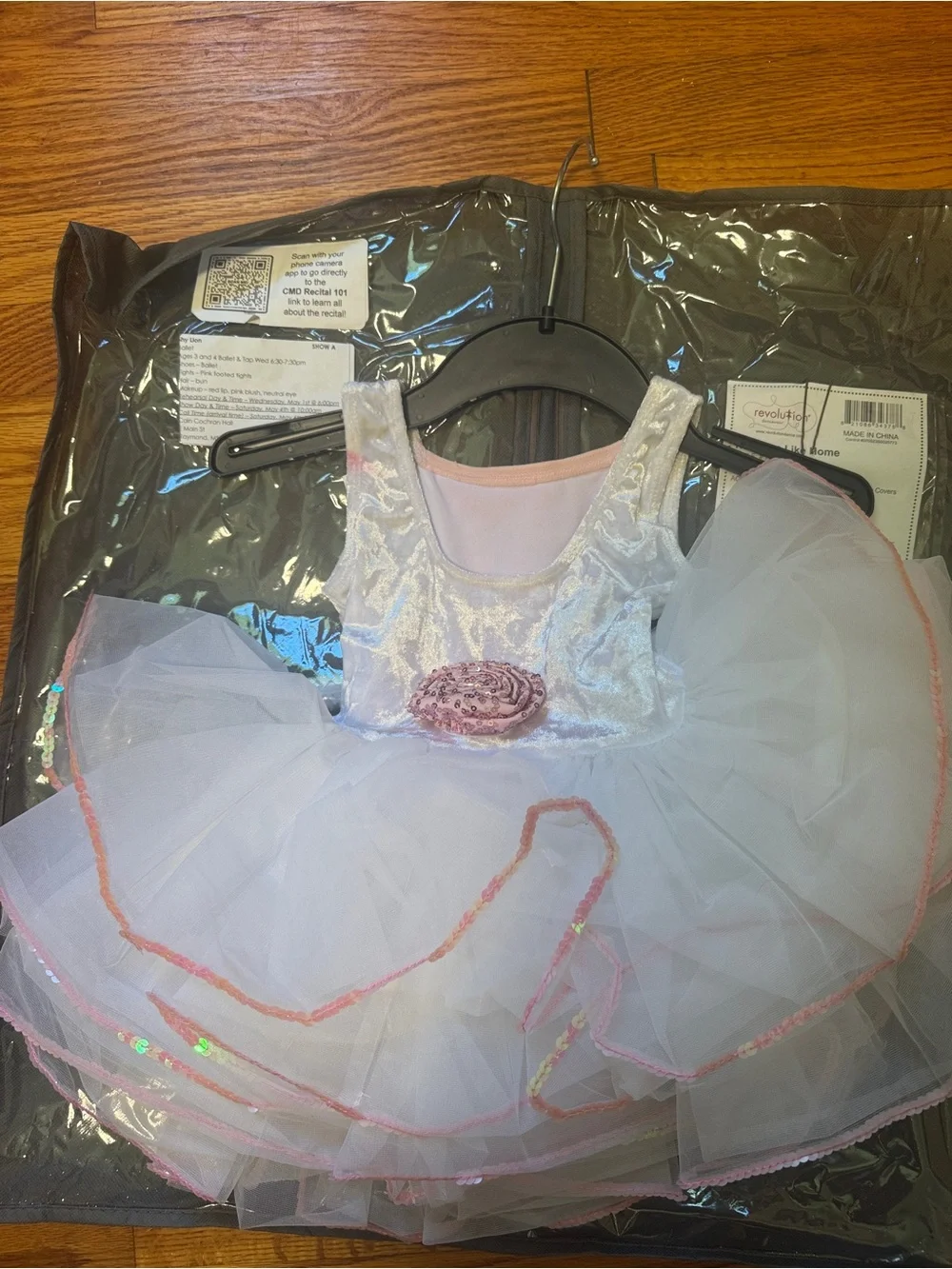 Revolution White and Pink Sequin Tutu Dance Costume